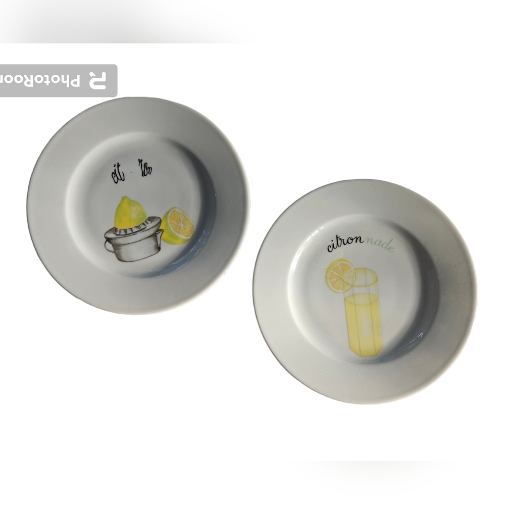 LIMOGES “Citron” French Porcelain Plates x2 | SZ  7.25"